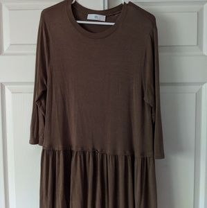 3/4 Sleeve drop waist Mocha Tunic